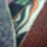 A close-up of various griptape textures for penny boards.