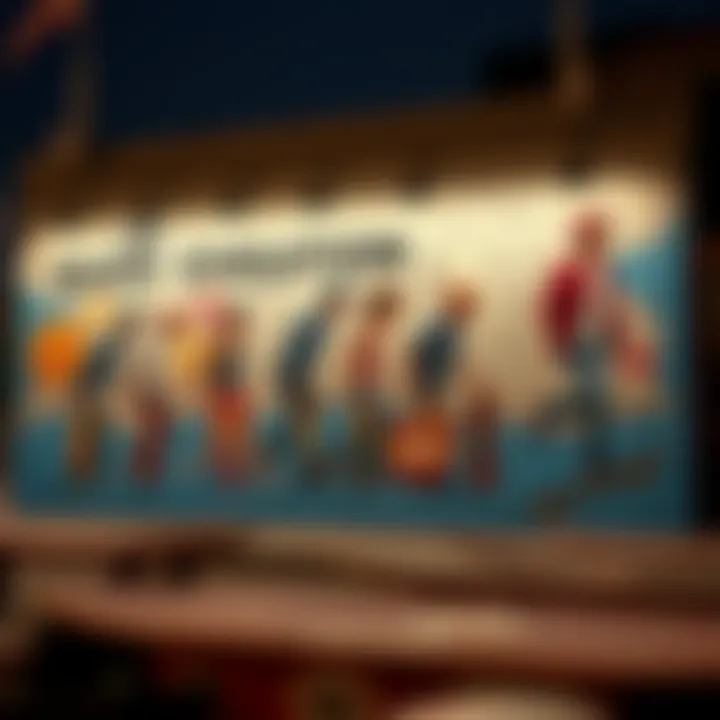 A mural depicting the evolution of skate culture, featuring iconic skateboarders.