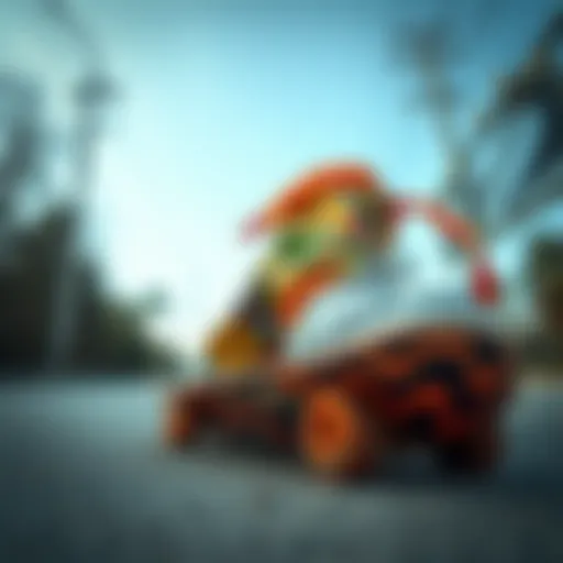 Trendy skateboard shorts showcasing vibrant designs