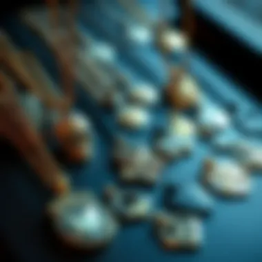 Various design elements of real chain pendants displayed artistically