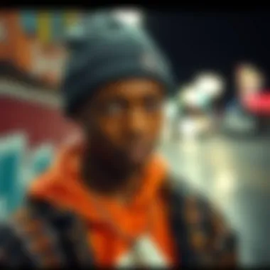 An individual styling a real chain pendant with urban skatewear