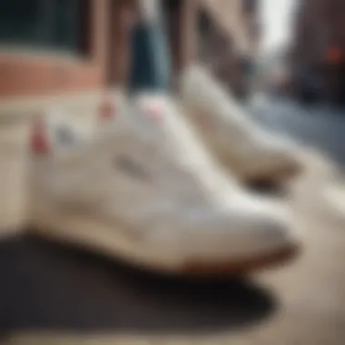 A collection of iconic Reebok Vintage sneakers in urban settings