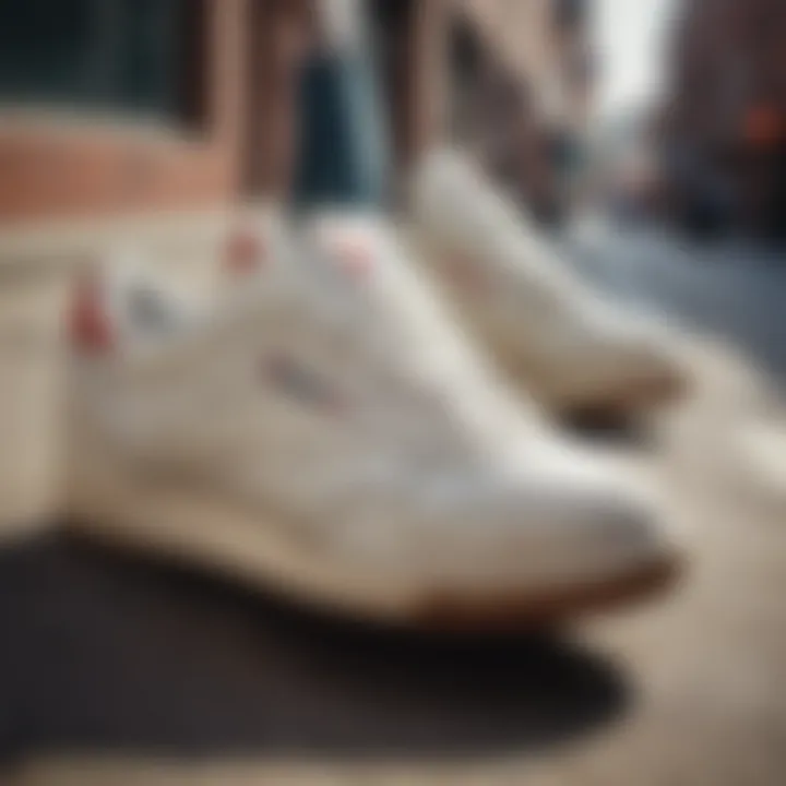 A collection of iconic Reebok Vintage sneakers in urban settings
