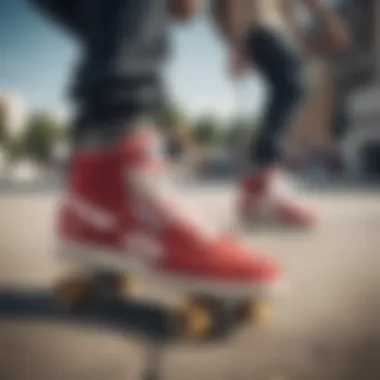 Skateboarders wearing Reebok Vintage sneakers in action