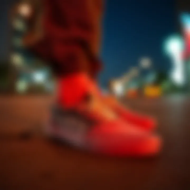 Street style featuring reflective slip-on Vans as a fashion statement