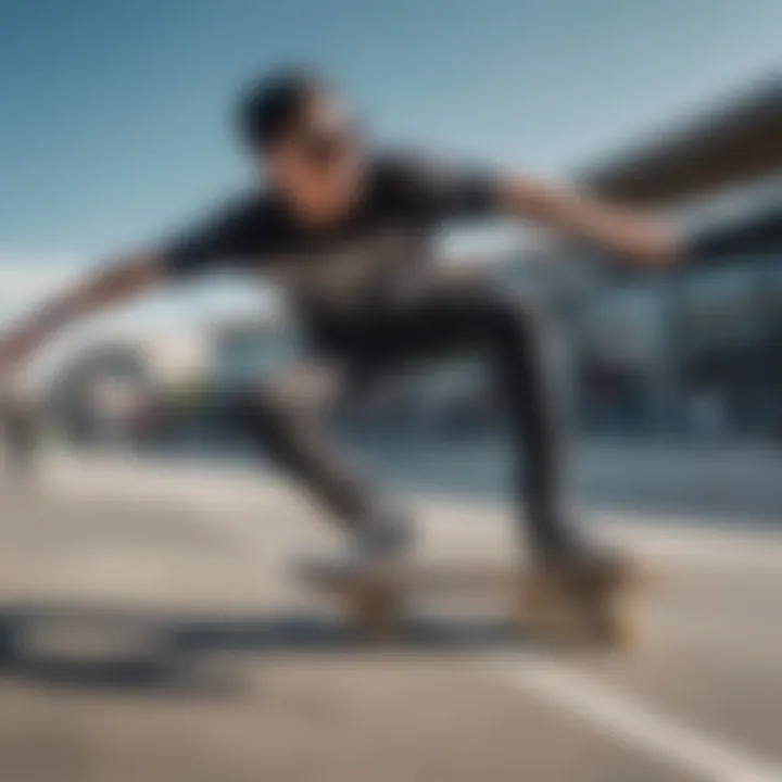 A skater performing tricks while wearing stylish round frame sunglasses