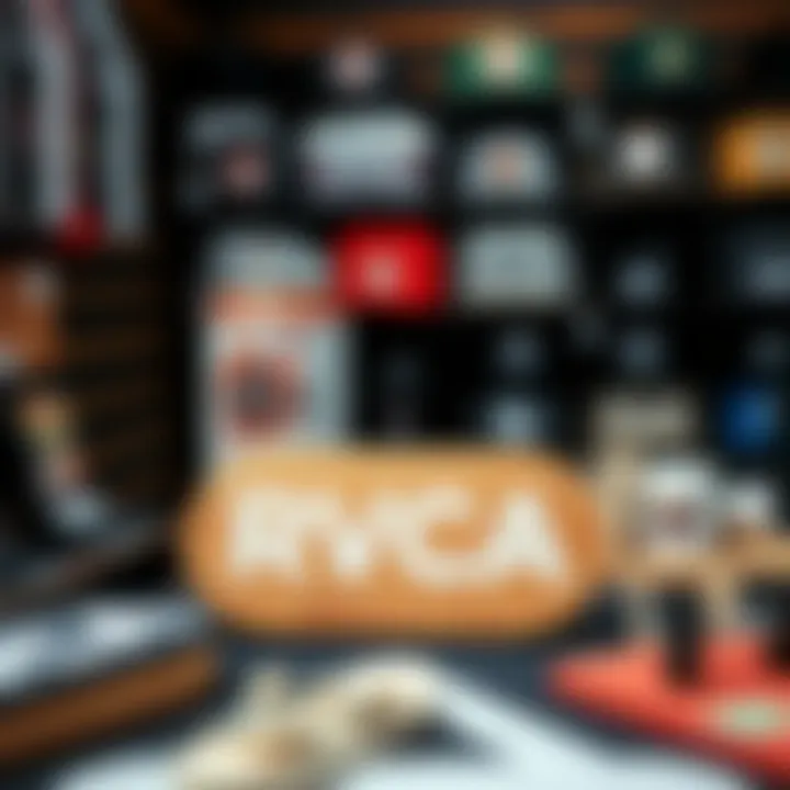 Close-up of RVCA products in a dealer shop