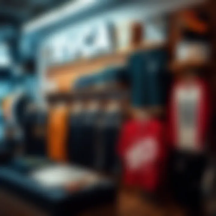 Stylish display of RVCA merchandise in a skate shop