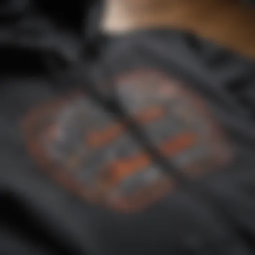 A close-up view of the Santa Cruz zip-up hoodie showcasing its intricate design and stitching.