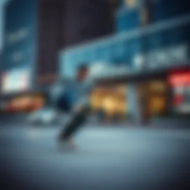Dynamic Skateboarding in Urban Environments Skateboarder performing tricks in an urban setting