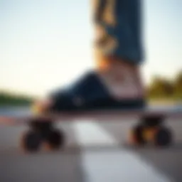 Stylish slide sandals on a skateboard