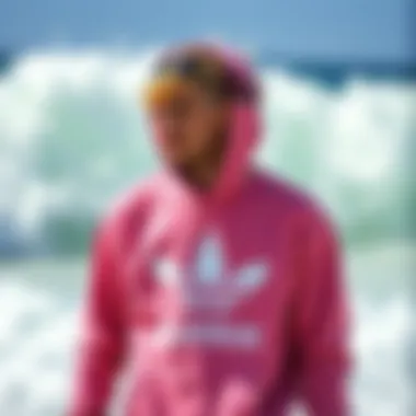 Influence of Surf Culture on Fashion Trends Artistic representation of surf culture elements influencing fashion trends.