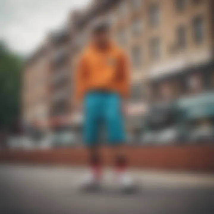 Vibrant Teddy Fresh shorts showcased in an urban setting