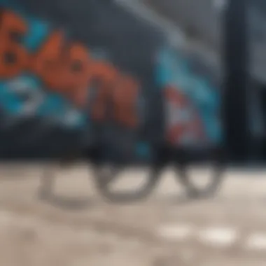 Artistic representation of large black square glasses against a graffiti backdrop