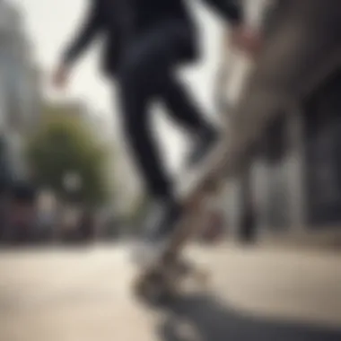 A skateboarder wearing Extra High Platform Converse performing a trick