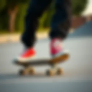 Skater performing tricks wearing Red Converse shoes