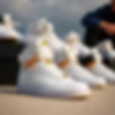 Collection of customized white Nike Air high tops