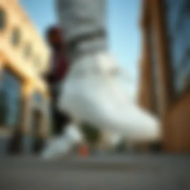 Fashionable streetwear outfit featuring white Nike Air high tops