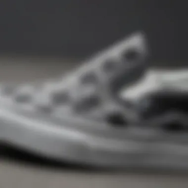 Close-up of the grey checkered pattern on Vans footwear