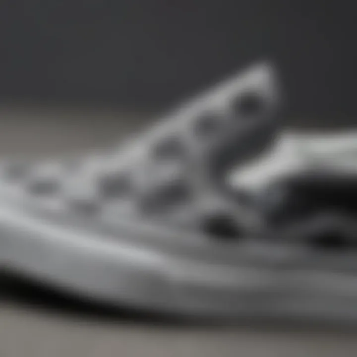 Close-up of the grey checkered pattern on Vans footwear