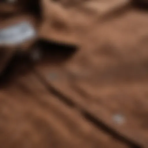 Close-up of a brown Vans shirt showcasing its fabric texture and design.