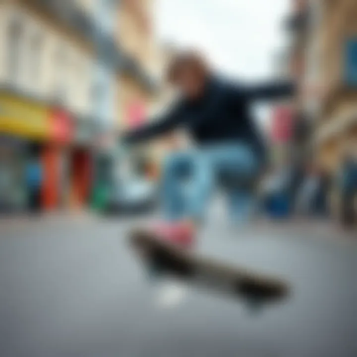 Skater performing tricks on a vibrant street in Brighton