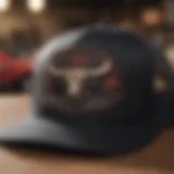 A close-up of the Bulls trucker hat showcasing its unique design and logo.