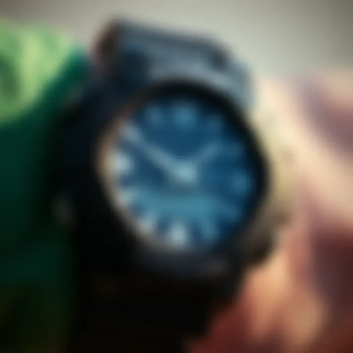 Close-up of the Casio GA800 watch features