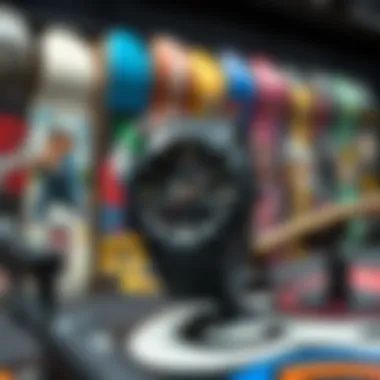 Casio GA800 on display with skateboards