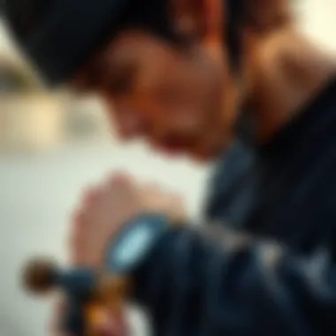 Skater checking the time with Casio GA800