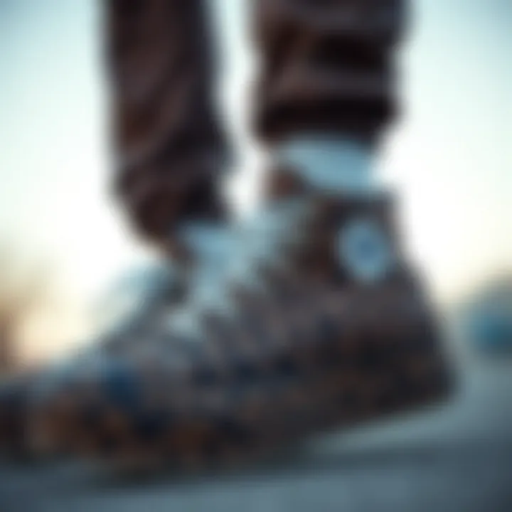 Fashionable streetwear ensemble featuring Converse platform