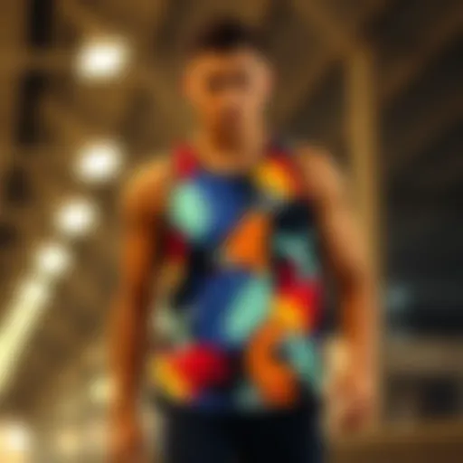 A stylish tank top designed for skateboarders, showcasing vibrant colors and unique patterns
