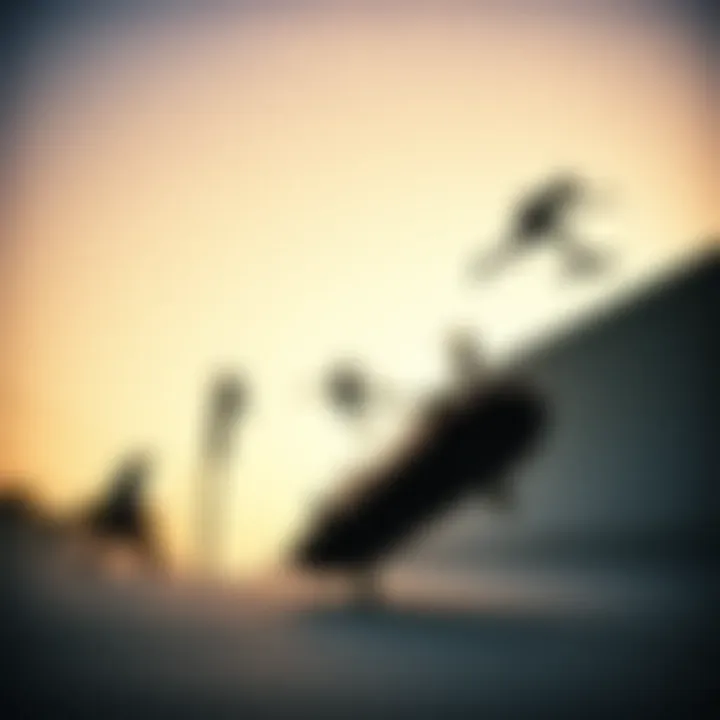 An artistic representation of different skateboarding techniques illustrated