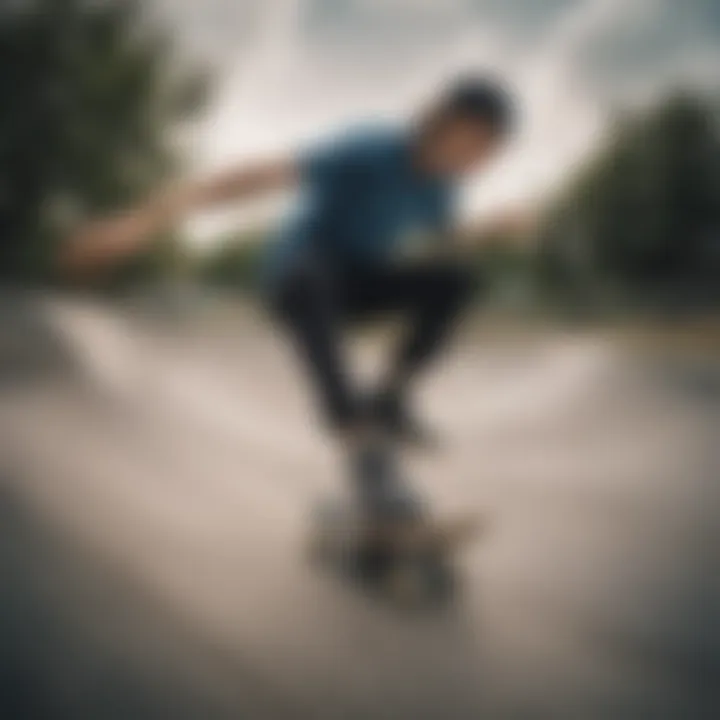 Skater performing tricks while wearing Dekline skate shoes on a skate park ramp.