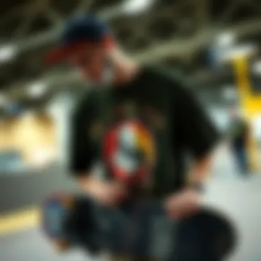 Individual Expression Through Custom T-Shirts Skateboarder customizing a t-shirt with creative graphics