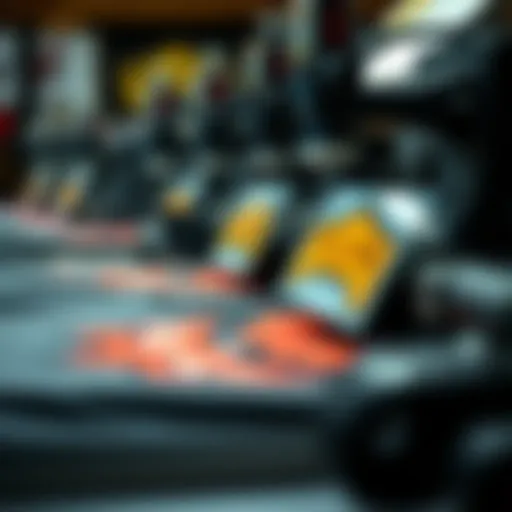 A close-up view of a graphic tee machine in action, showcasing vibrant designs being printed.