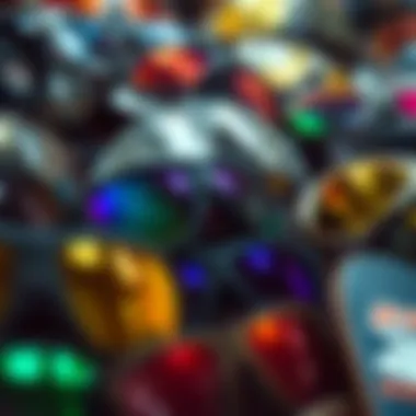 A collection of various skate eyewear brands displayed together.