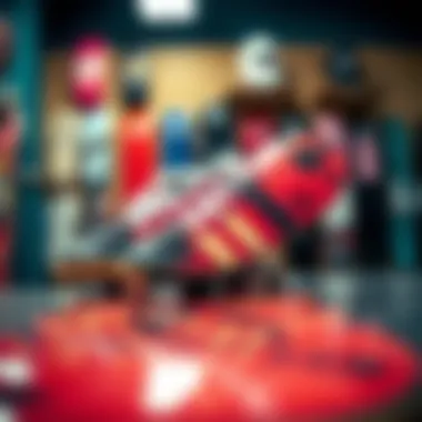 Adidas-branded skateboard deck showcased at a local skate shop