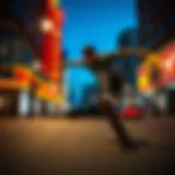 Skateboarder executing a trick on a vibrant Atlantic City street