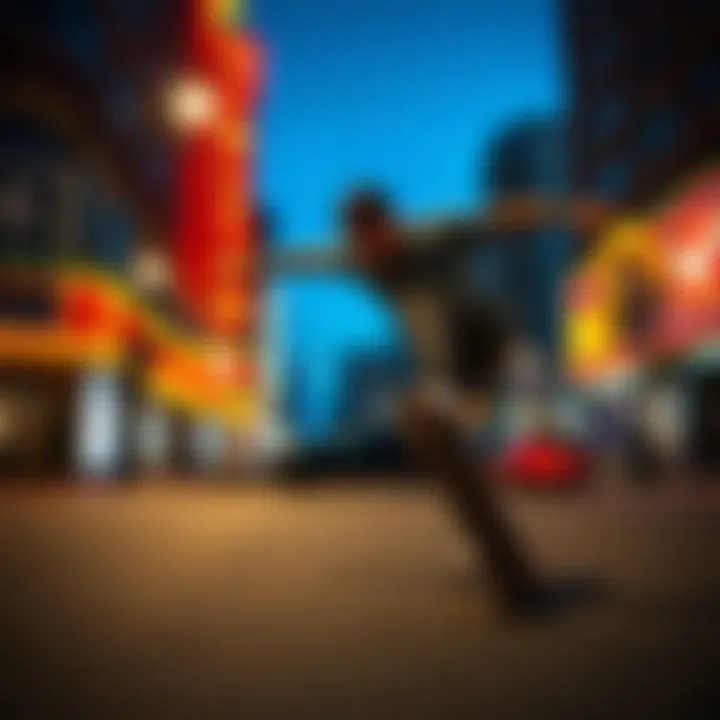 Skateboarder executing a trick on a vibrant Atlantic City street