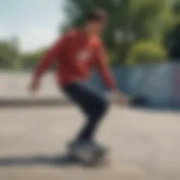 Nike sweater showcased in an urban skate park