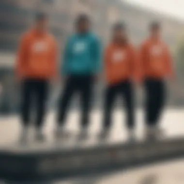 Group of skaters sporting Nike clothing at a local skate spot