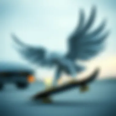 Artistic representation of skateboarding culture influenced by origami