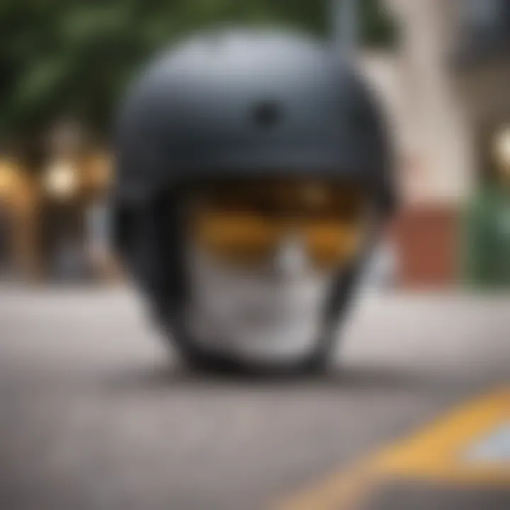 Close-up of innovative safety technology in a skateboard helmet