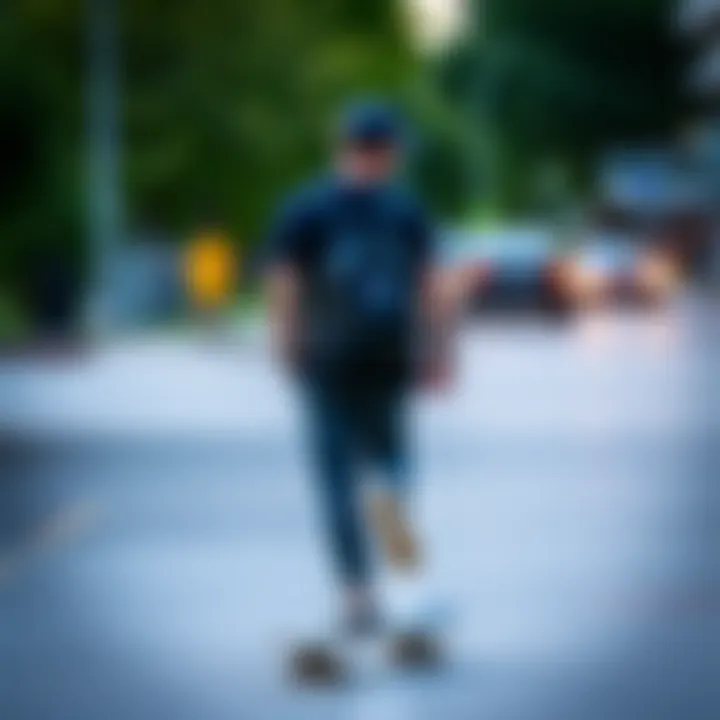 Skater using the mini black Jansport backpack during an urban skate session
