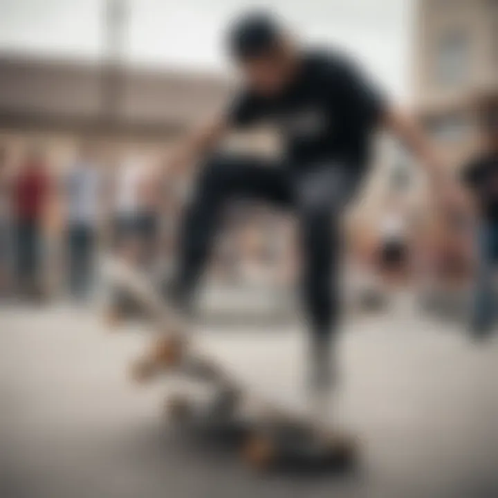 An instructor demonstrating unique skateboarding techniques