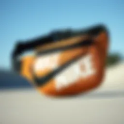 Close-up view of the Nike belt bag showcasing its unique design and branding