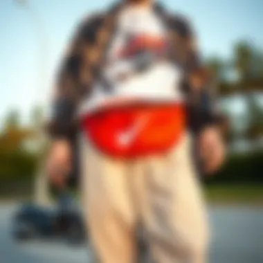 Fashionable display of the Nike belt bag styled with skate apparel