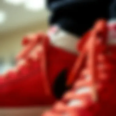 Close-up of the Nike Blazer showcasing its stitching and details.