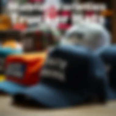 Different material choices for trucker hats displayed together